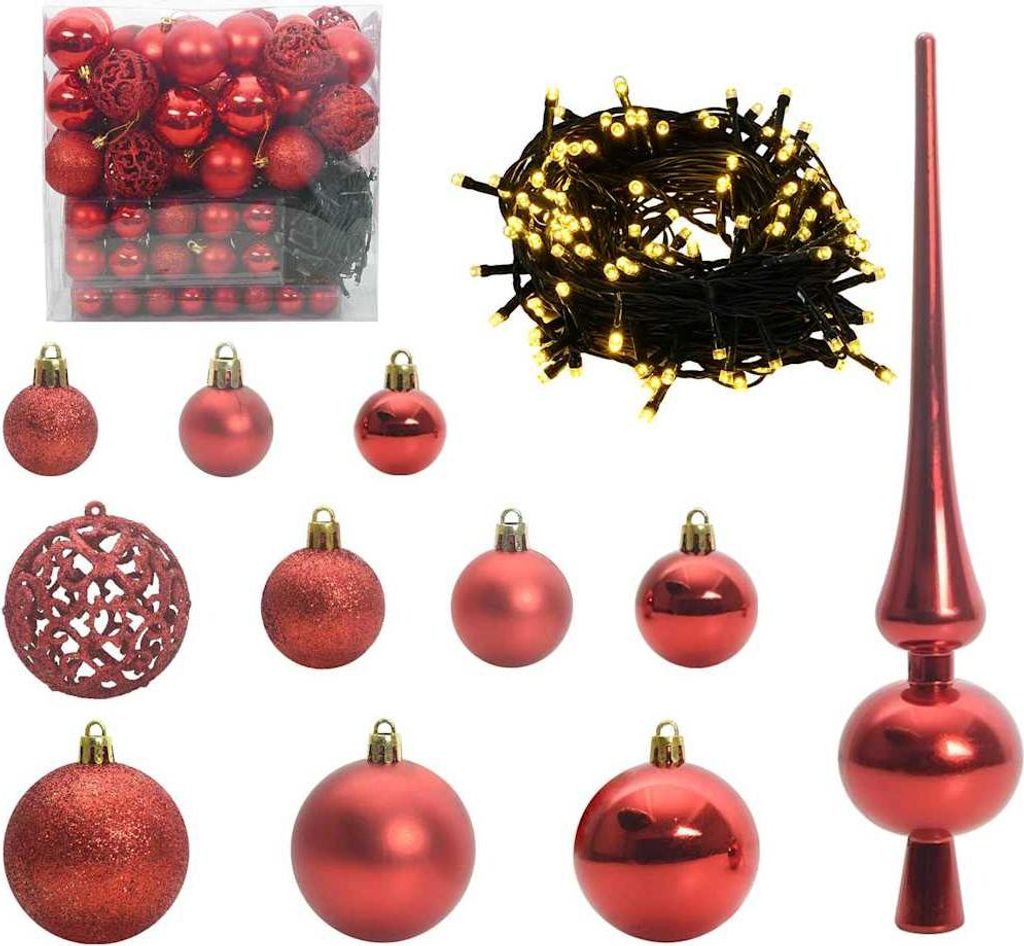 Weihnachtskugel-Set mit 300 LEDs 120 pcs Rot Kunststoff