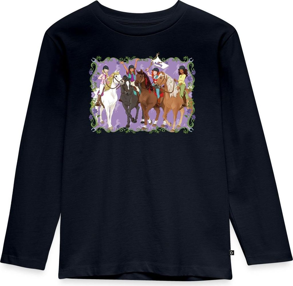Spreadshirt Schleich Horse Club Lisa Sarah Sofia Hannah reiten Kinder Premium Langarmshirt, 98/104 (2 Jahre), Navy