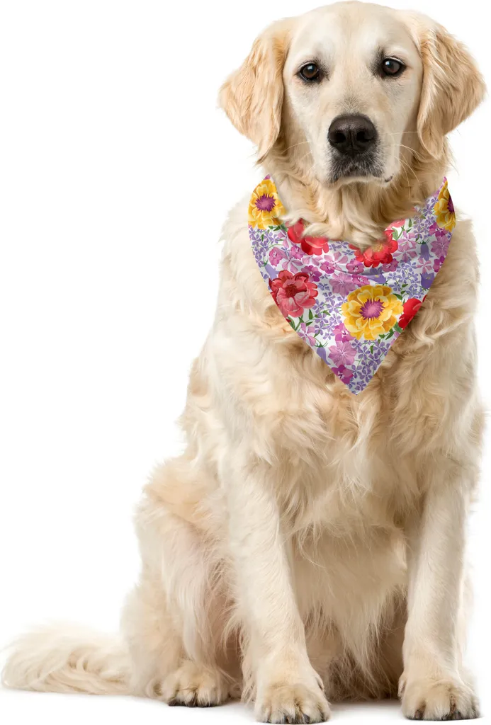 Bandana Cane ABAKUHAUS 55x55 cm - Fiori di Campo Malva per Cani Grandi