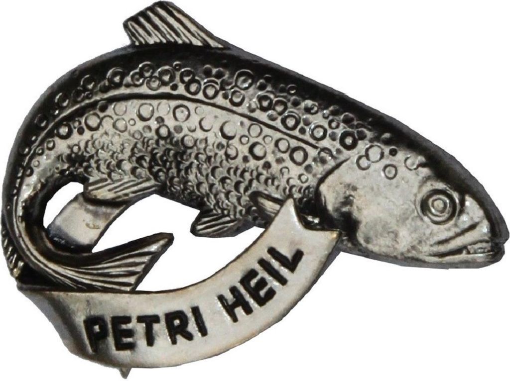 Hutanstecker Forelle mit Petri Heil von Hut-Breiter in silber