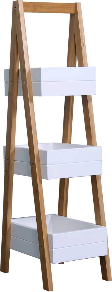 Policový regál Rebecca Mobili s 3 policami z MDF a bambusu Obrázok produktu 