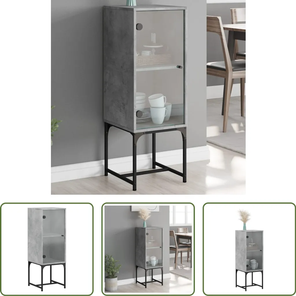 Mobile Laterale Grigio Cemento 35x37x100 cm | Vetrina Moderna Living