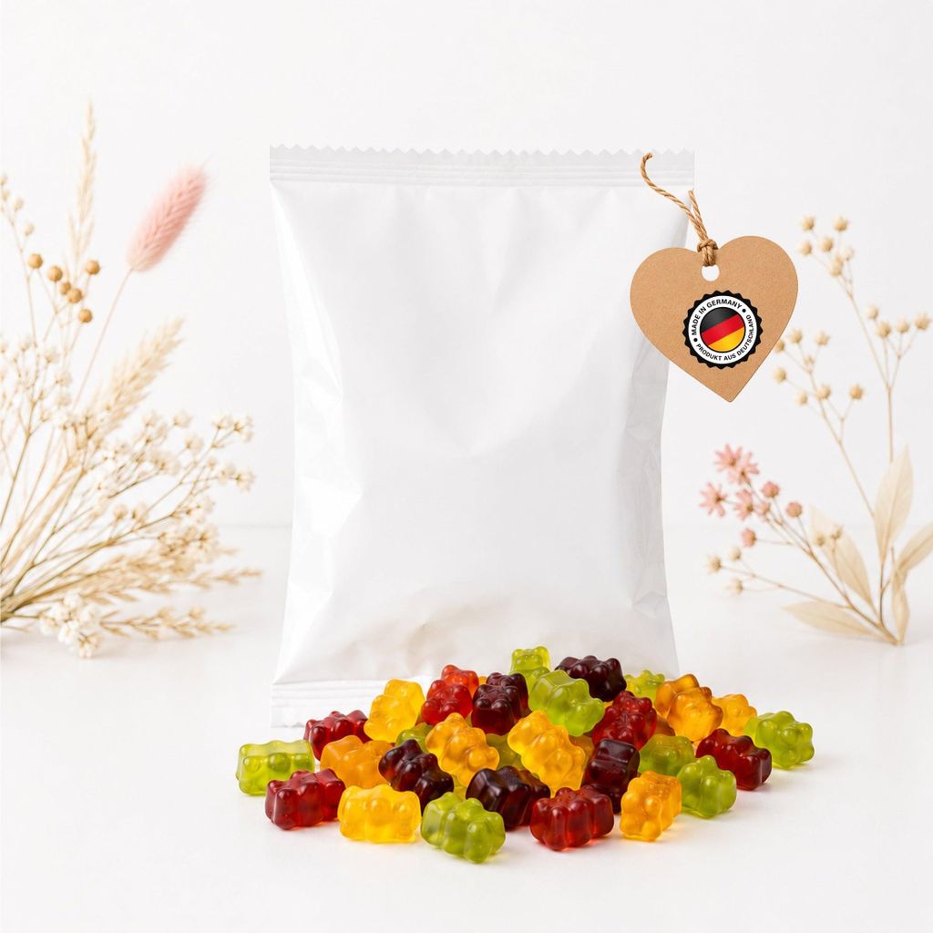 Fruchtgummi-Päckchen Blanko, Weiß Glänzend zum Produktbild 