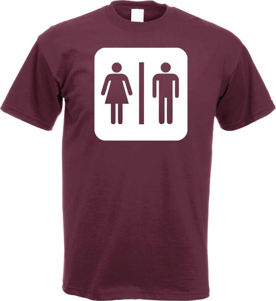 Kiwistar - T-Shirt - Burgund - WC Toilette Piktogramme Herren Funshirt Bedruckt Design Sprüche Spruch Motive - mit Motiv Bedruckt - Funshirt Desig...