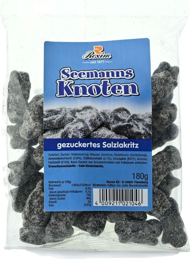 Rexim Lakritz Seemannsknoten, gezuckertes Salzlakritz, 180g Produktbild 