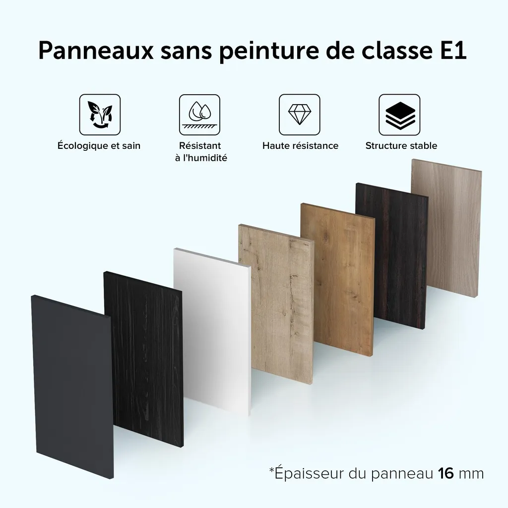 Doporro Pisa Petit Meuble sous Vasque Noir Texturé et Vasque Gris 46cm - 5