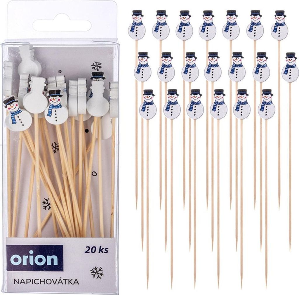 Orion | Cocktailspieße - Aus Bambus - 20 Stück - 13 cm - für Snacks - Schneemann Motiv
