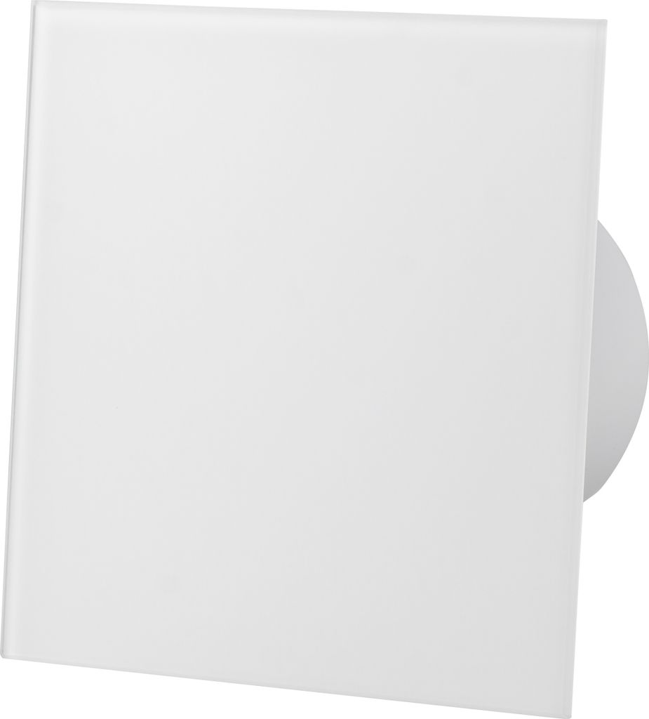 Leiser Badlüfter Feuchtesensor (HS) Ø 100mm Weiß Glas, Kugellager, Geräuscharm, geringer Energieverbrauch, für Bad sowie Küche dRim