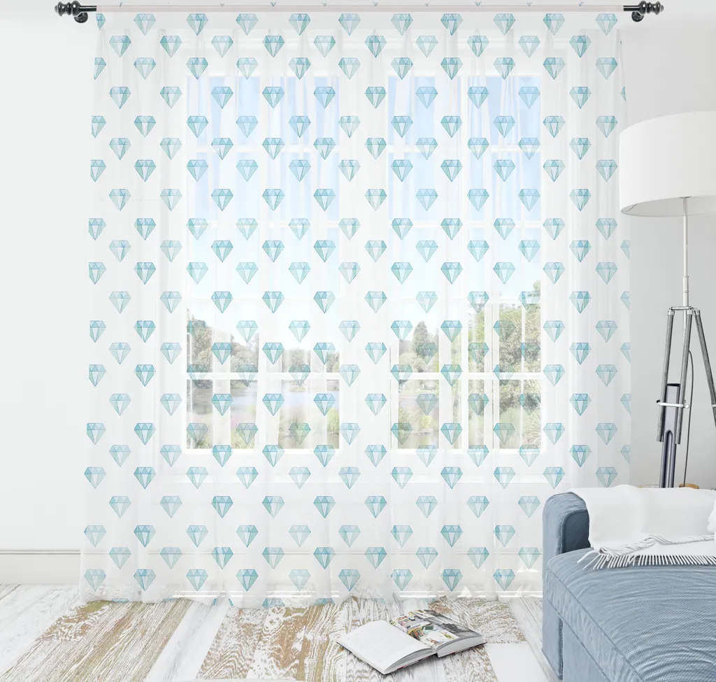 ABAKUHAUS Arazzo turchese, Motivo artistico a rombi con elementi geometrici, Arazzo in raso setoso per soggiorno e camera da letto, 274 cm x 274 cm, turchese Baby Blue