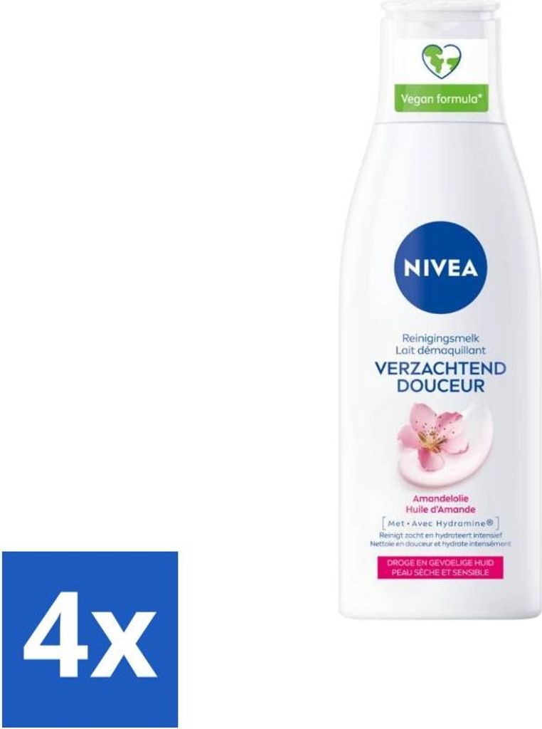 Nivea - Gesichtsreiniger - Trockene und empfindliche Haut - Mandelöl - Hydramin - 200 ml - Vorteilspack - 4 Stücke