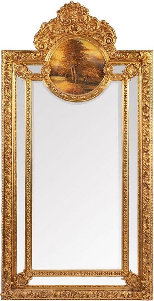 Casa Padrino Barock Spiegel Gold - Handgefertigter Wandspiegel im Barockstil - Antik Stil Garderoben Spiegel - Prunkvoller Wohnzimmer Spiegel - Bar...