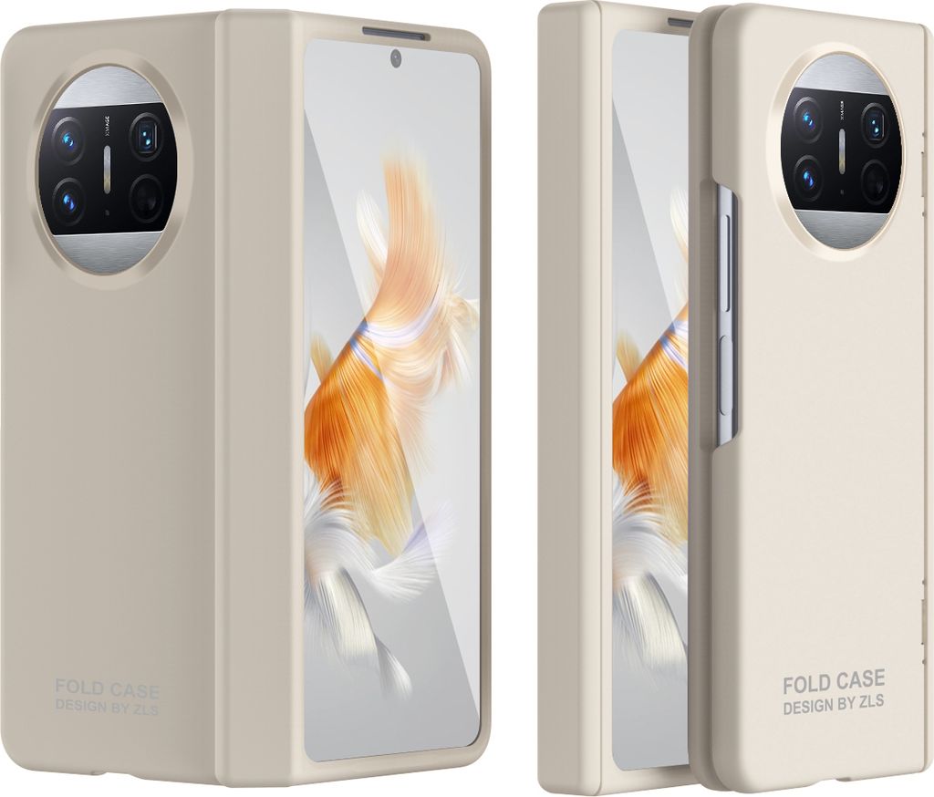 Handyhülle für Huawei Mate X3 Hart PC Anti-Kratzer Hülle mit Displayschutzfolie, Scharnierschutz Beige