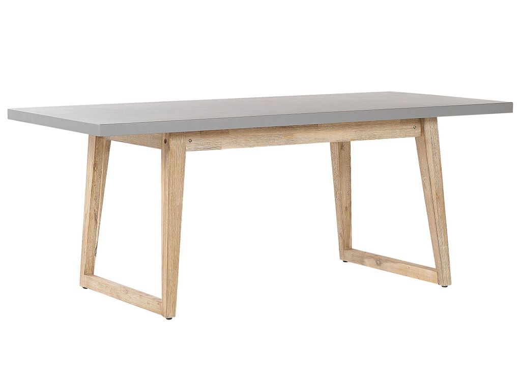 BELIANI Tisch Grau / Heller holzfarbton Faserzement / Akazienholz 180 x 90 cm Indoor & Outdoor Garten Schlafzimmer Wohnzimmer