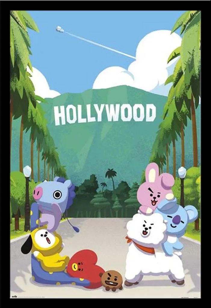 Déco Murale BT21 Hollywood Poster Encadré Noir Shinsuke 61x91,5 cm