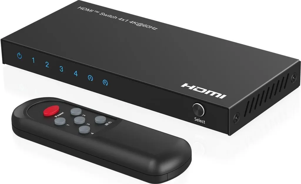 Switch HDMI 4 ports 4K Microconnect pour TV et Moniteur Informatique
