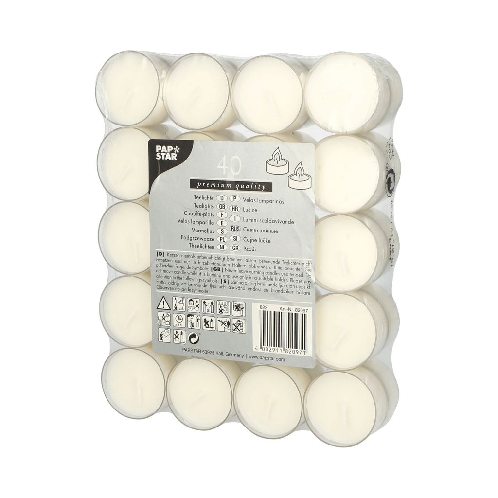 40 čajových svíček Ø 38 mm - 19 mm bílé v polykarbonátovém Obrázek produktu 2