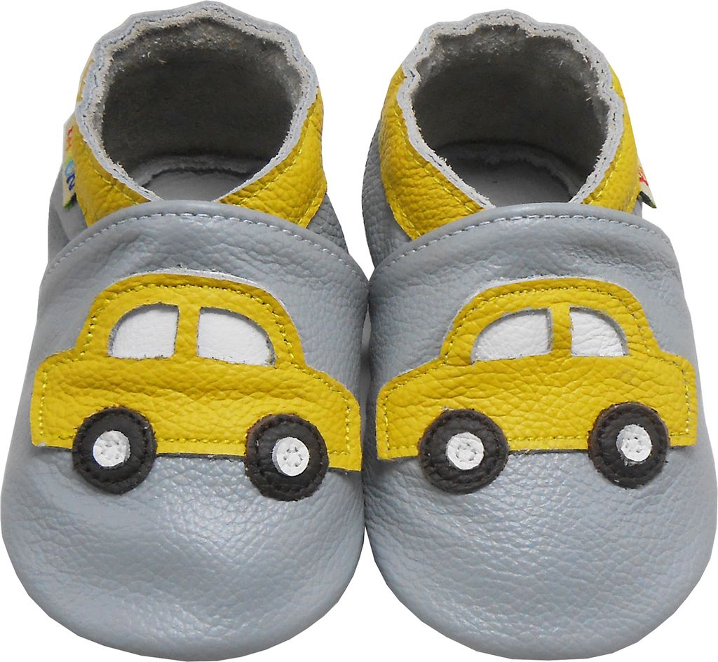 Weiche Yalion Baby Krabbelschuhe Lauflernschuhe Lederpuschen aus echtem Leder Auto (S, 0-6 M, EU 18-19)