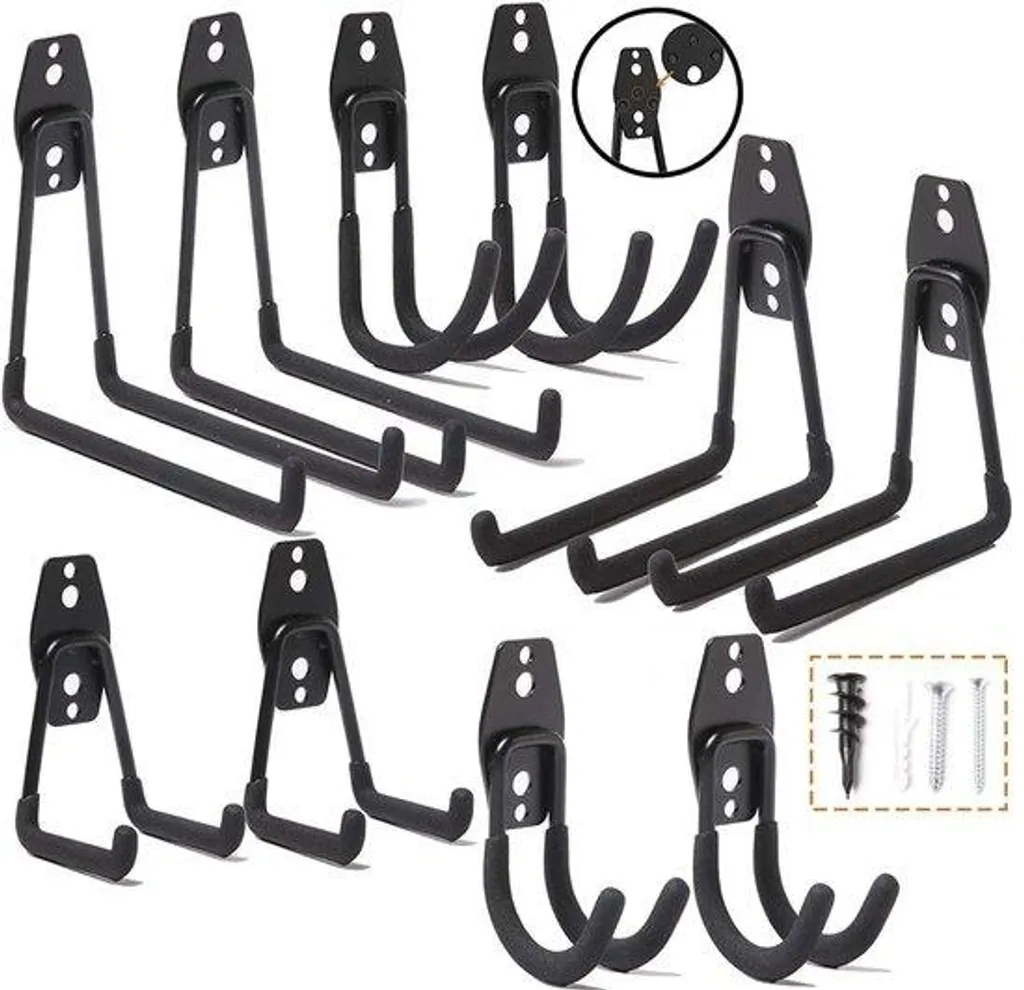 Rangement garage efficace : 10 crochets muraux noirs pour vos outils