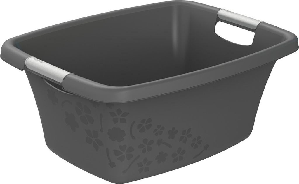 Rotho Wäschewanne Flowers 25 L anthrazit 50,5 x 38,3 x 21,8 Produktbild 