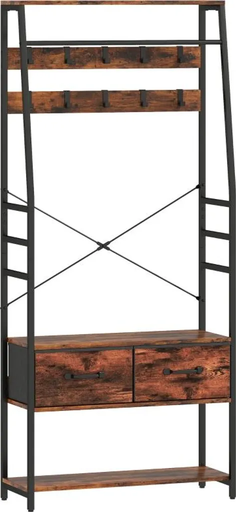 Meuble d'entrée Porte-manteau avec Banc et Étagère à Chaussures Métal