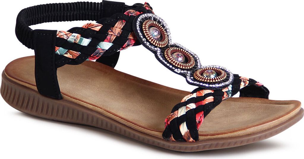topschuhe24 3042 Damen Riemchen Sandalen Glitzer Sandaletten , Farbe:Schwarz, Größe:37 EU