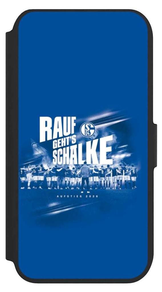 NIVOCASE Klapphülle für Apple iPhone 7 Handyhülle aus Kunst Leder NIVOflip schwarz Aufstieg FC Schalke 04 Offizielles Lizenzprodukt