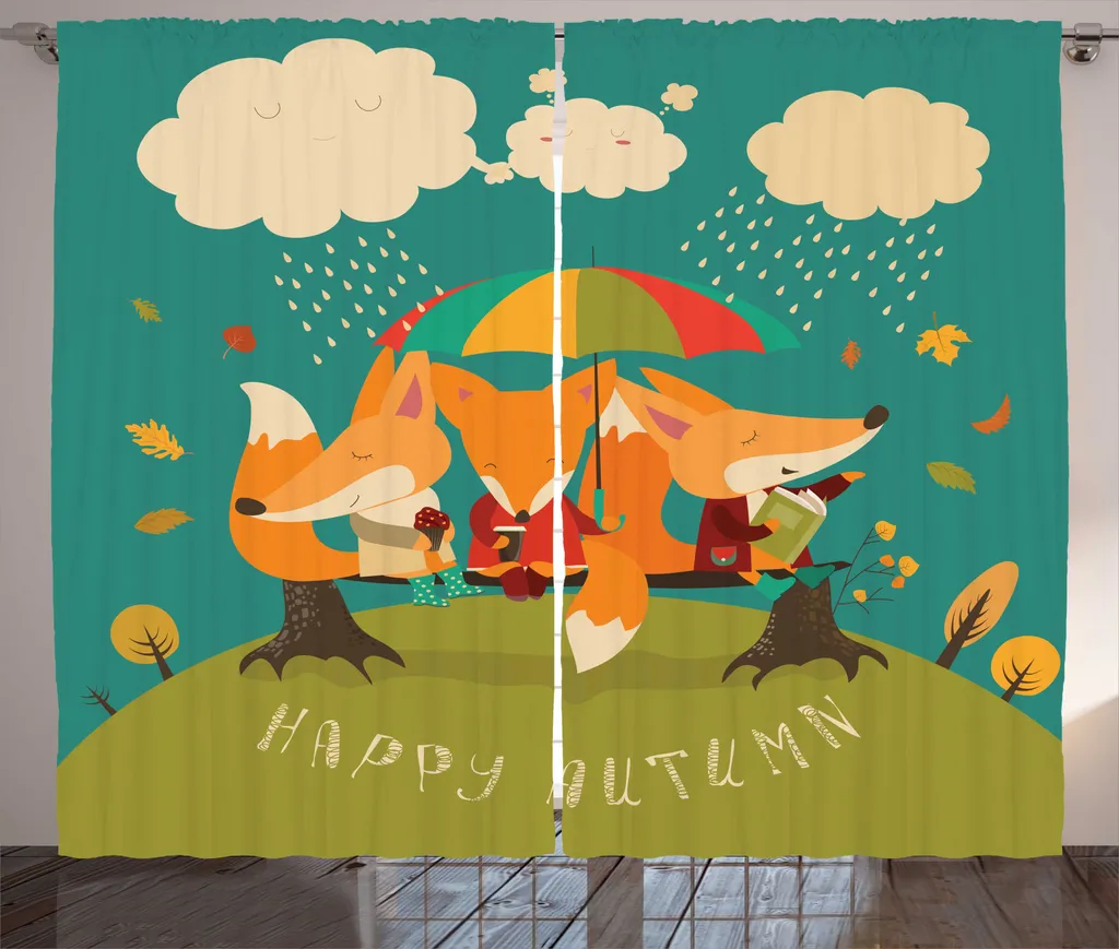 Rideau rustique Forest Friends Renards ABAKUHAUS 280 x 225 cm Multicolore