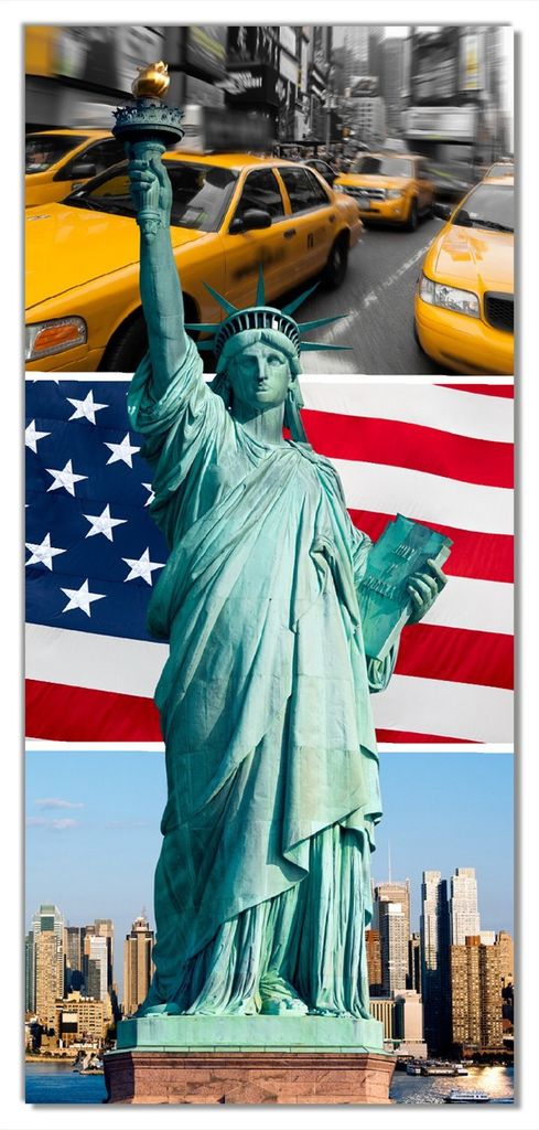 Wallario selbstklebende Türtapete 100 x 220 cm mit Schutzlaminat - New York Collage