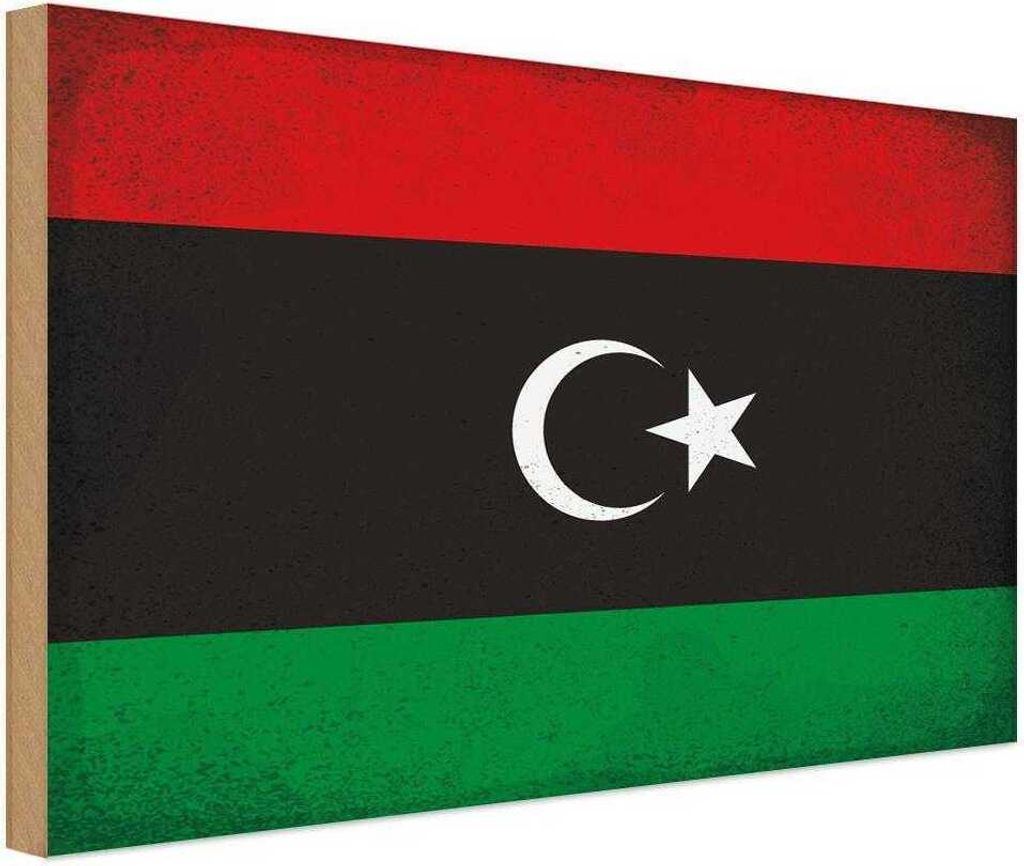 vianmo Holzschild 20x30 cm Libyen Libya Vintage Flagge Fahne Wappen