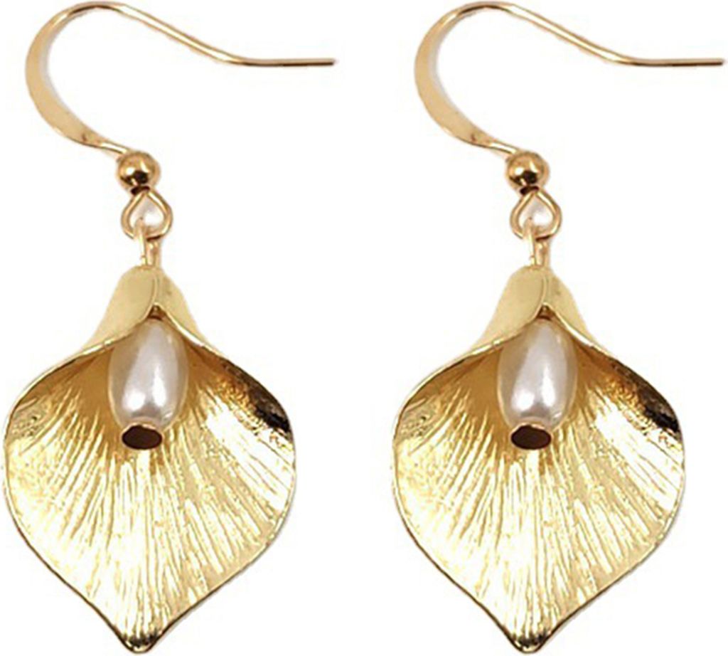 1 Paar Blumen-Ohrringe mit Kunstperlen, modisches, einzigartiges Design, minimalistische Hufeisen-Lotus-Ohrringe, Geschenk für Frauen