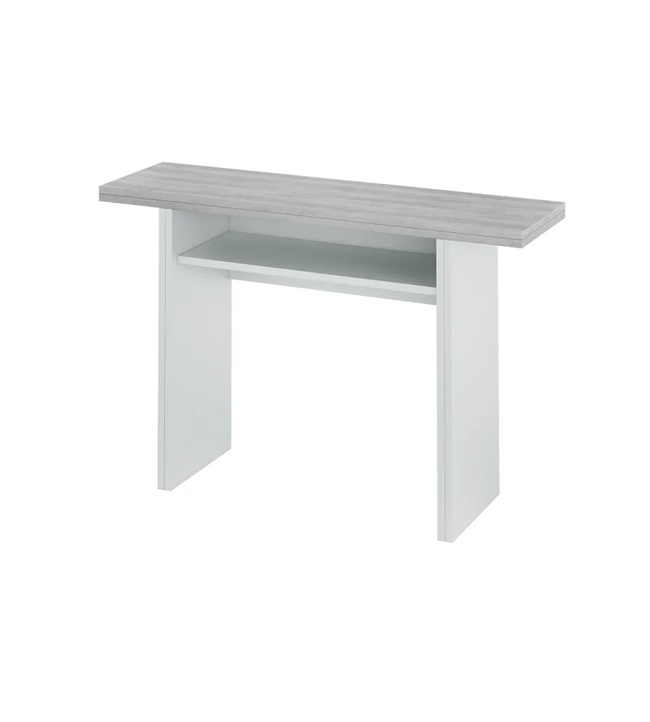 Console Extensible Tavolo Table de Repas Pliable Blanc et Béton