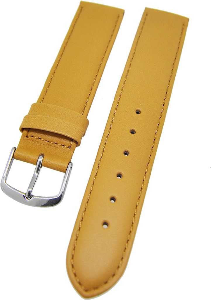 Uhrenarmband Kalbleder Senf Ton in Ton gepolstert 22mm XL Donschließe