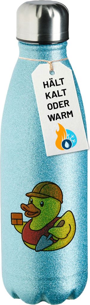 Huuraa Trinkflasche Quietscheente Maurer Gummiente Bauarbeiter 500ml Blue Edelstahl Wasserflasche Trinkflasche Geschenkidee