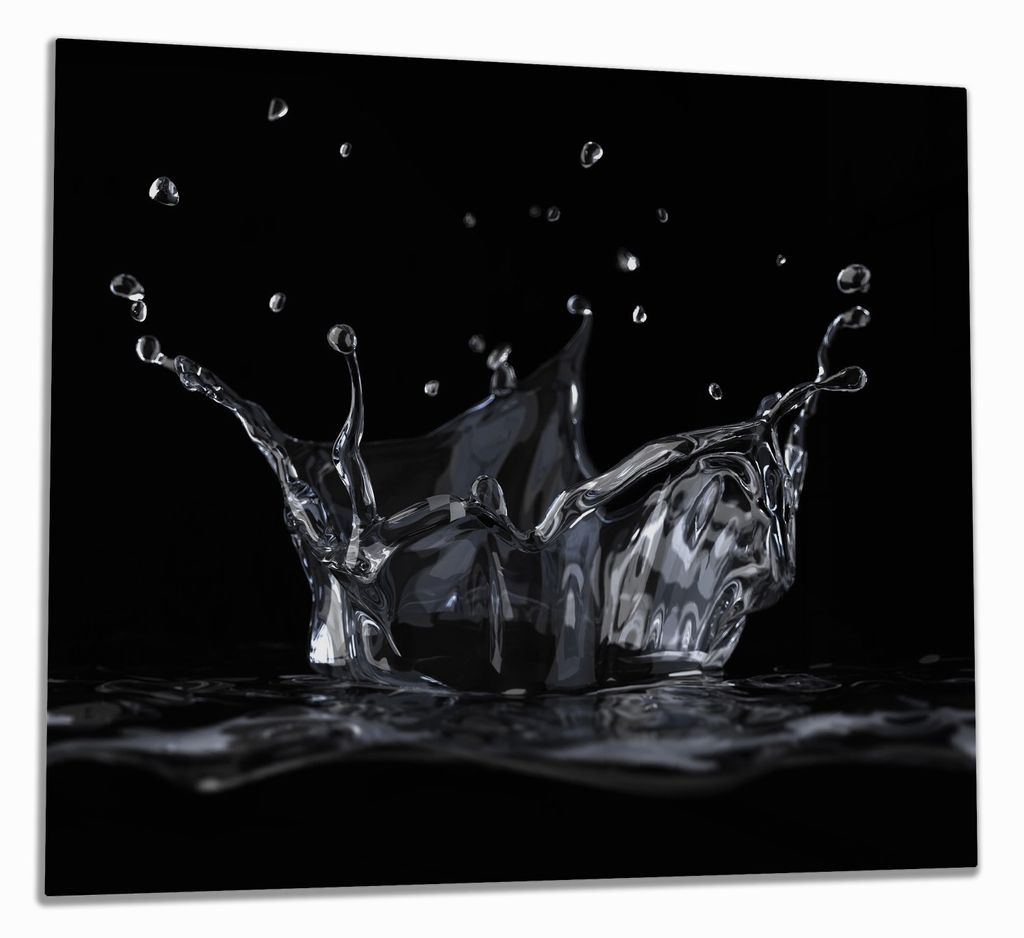 Wallario Herdabdeckplatte aus Glas, Größe 60 x 52 cm 1-teilig, Motiv Aufspritzendes Wasser