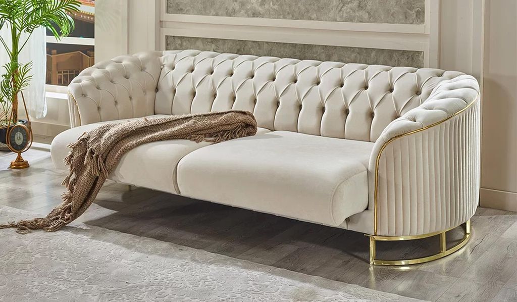 Sofa Dreisitzer Couch Weiß Chesterfield Wohnzimmer Sofas 3 Sitzer Polstermöbel
