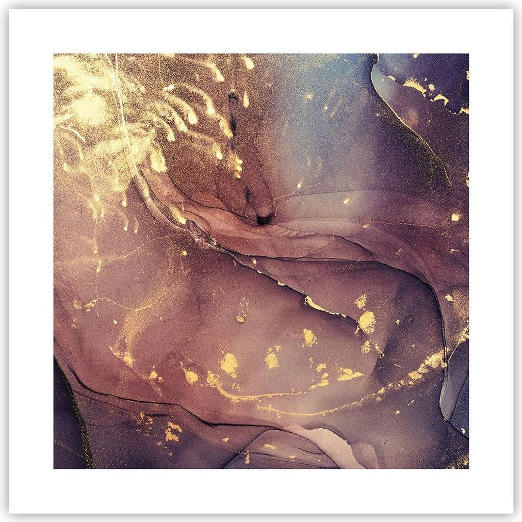 Poster - Poster ohne Rahmen - Stein Gold Marmor - 40x40 cm - Wand Bild - Wanddeko - Wandbilder - Kunstposter - Wandposter - Bilder - Kunstdruck - W...
