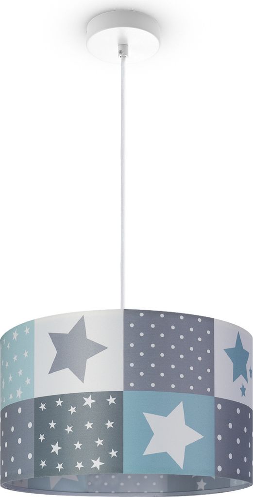 Kinderlampe Deckenlampe LED Pendelleuchte Kinderzimmer Lampe Sternen Motiv E27 Leuchten Farbe / Größe Blau (Ø38cm)