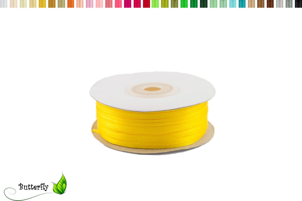 Satinband 3mm x 91m Rolle, Farbe:012 gelb Produktbild 