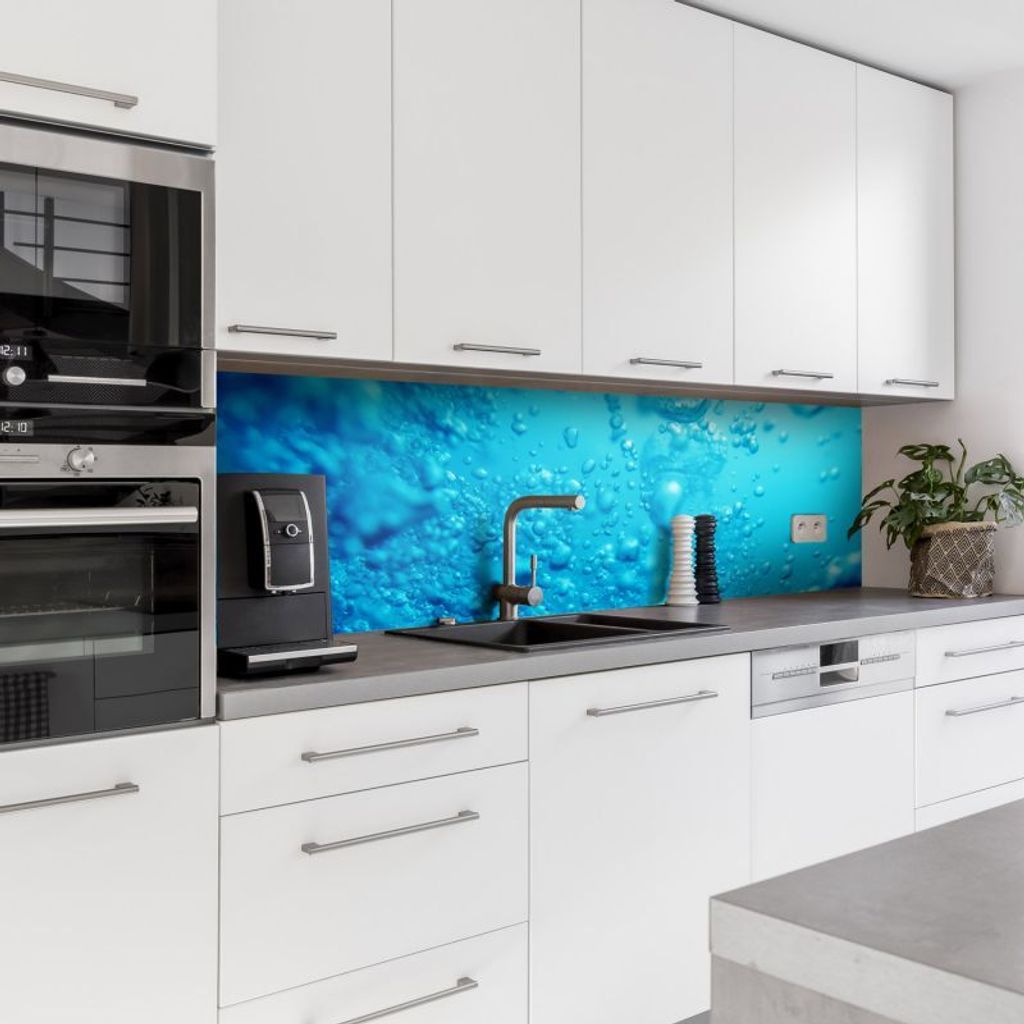 Dedeco Küchenrückwand Motiv: Wasser V2, 5mm Hartschaum Kunststoffplatte PVC als Spritzschutz Küchenwand Wandschutz wasserfest, inkl. UV-Lack mat...