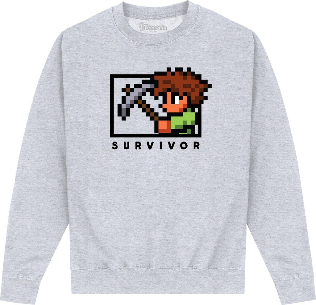 Terraria - "Survivor" Sweatshirt für Herren/Damen Uni PN768 (S) (Grau meliert)