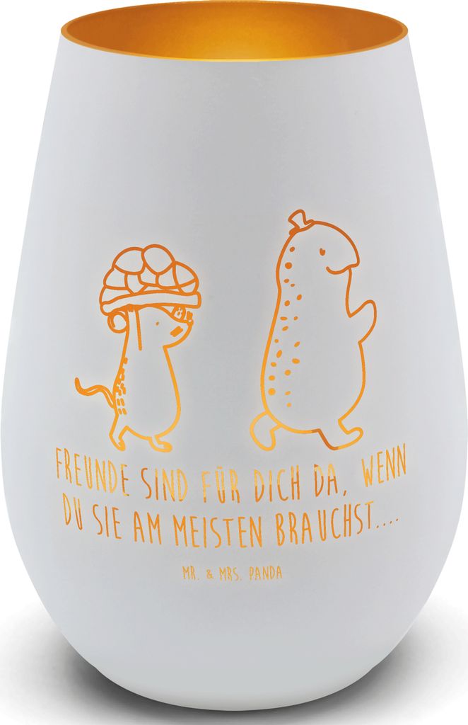 Mr. & Mrs. Panda Teelichthalter Glas Schildkröte Maus - Weiß - Geschenk, Windlicht, kerzenhalter für teelichter, Hilfe, Freundinnen, Laterne, Ga...