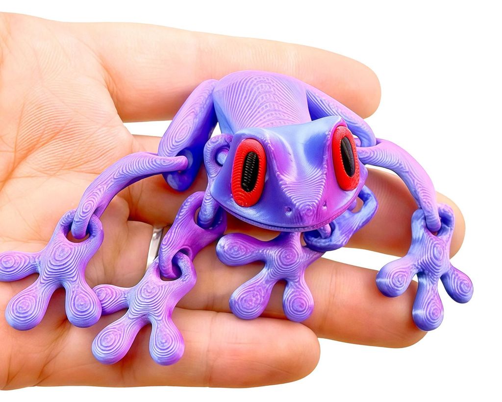 3D-gedruckter Frosch-Kühlschrankmagnet mit beweglichen Gelenken – Frosch-Fidget-Toy, bewegliche Tierfigur, magnetische Kühlschrankdekoration
