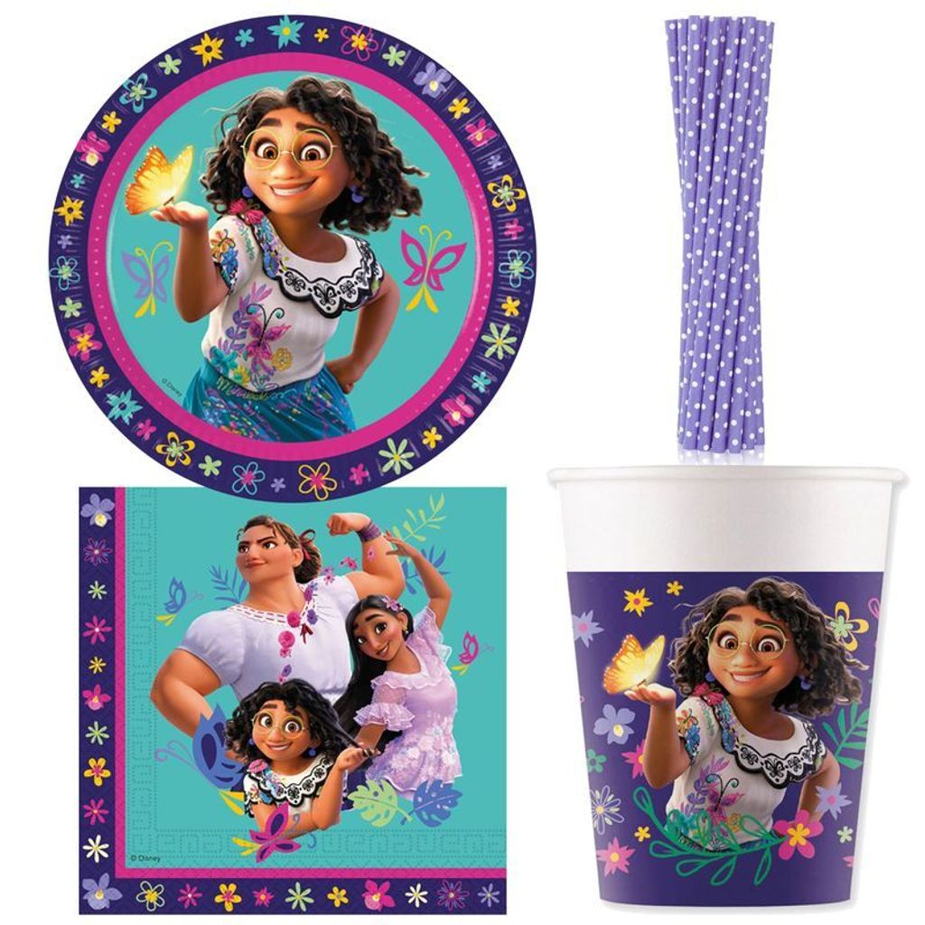 Encanto Geburtstagsdeko Partysyet 48 tlg. Deko Kindergeburtstag Partyartikel Einweggeschirr Teller Becher Servietten
