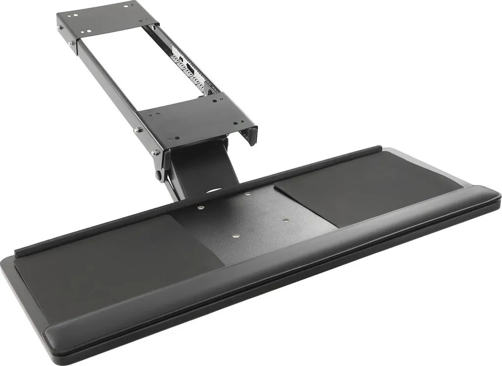 Support clavier sous bureau marron ergonomique avec rail de 45 cm