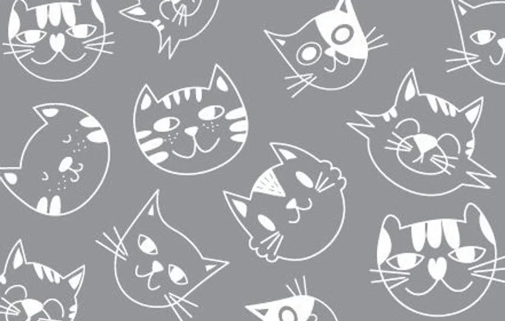 Cocon pour chats gris imprimé petits chats blancs - Lit douillet 45cm