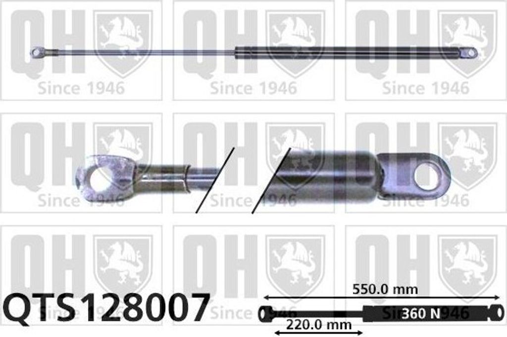 QUINTON HAZELL QTS128007 Gasfeder Heckklappendämpfer für FIAT 127 Schrägheck (127) 550mm