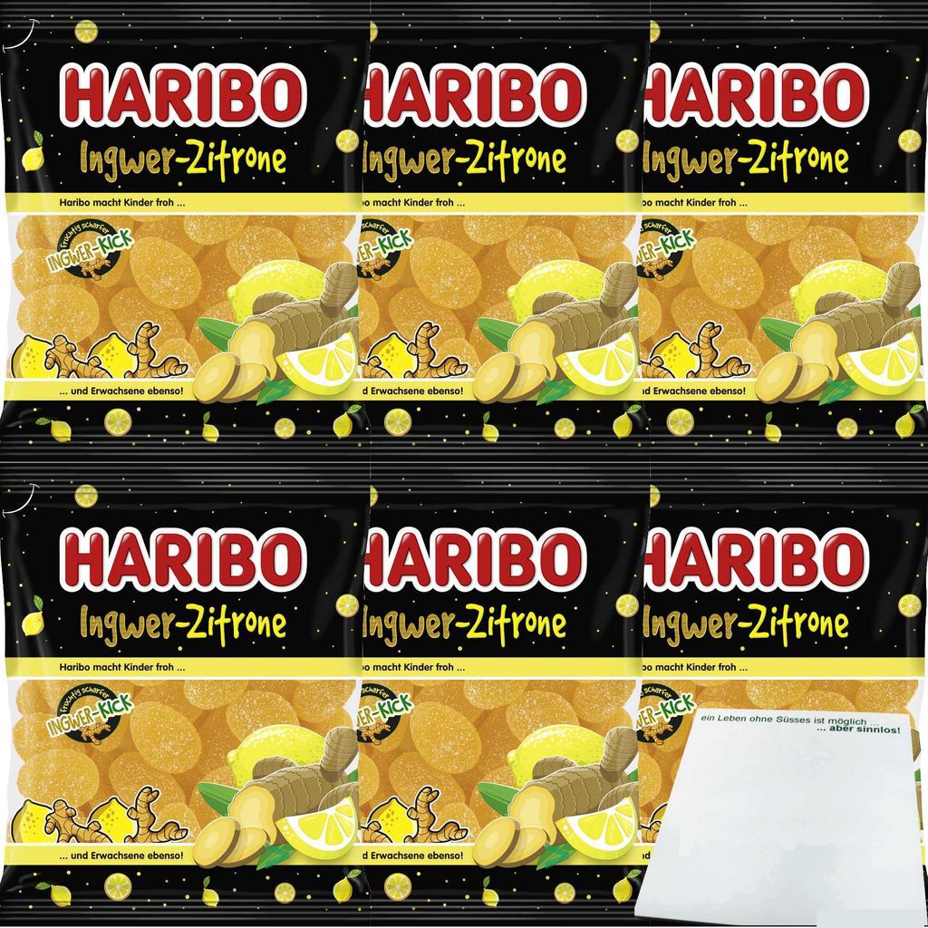 Haribo Ingwer-Zitrone 6er Pack (6x160g Beutel) + usy Block Produktbild 