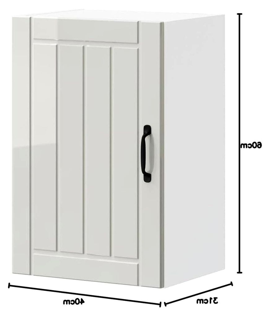 Sideboard für Wohnzimmer, Apothekerschrank, Küchenschrank, Vorratsschrank, Barschrank - Küchen-Hängeschrank in Hochglanz-Weiß aus Holzwerkstof...