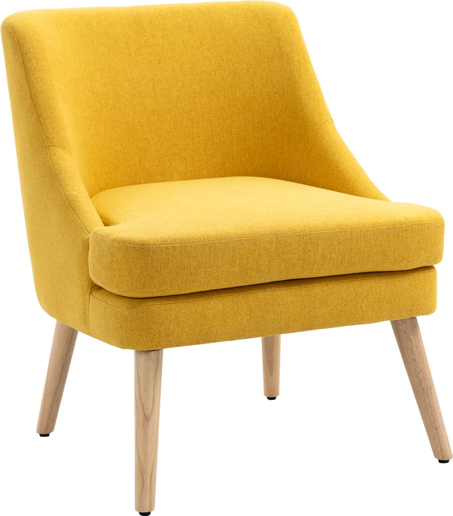 Chaise rembourrée avec accoudoirs et revêtement toile jaune moutarde