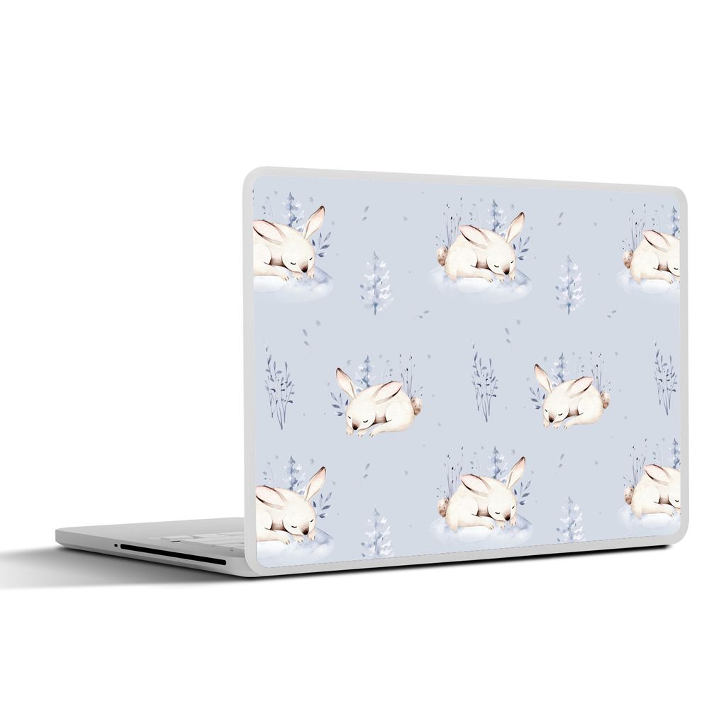 MuchoWow Laptop Aufkleber Sticker Cover Winter - Kaninchen - Muster 30x22 cm - Laptop-Sticker